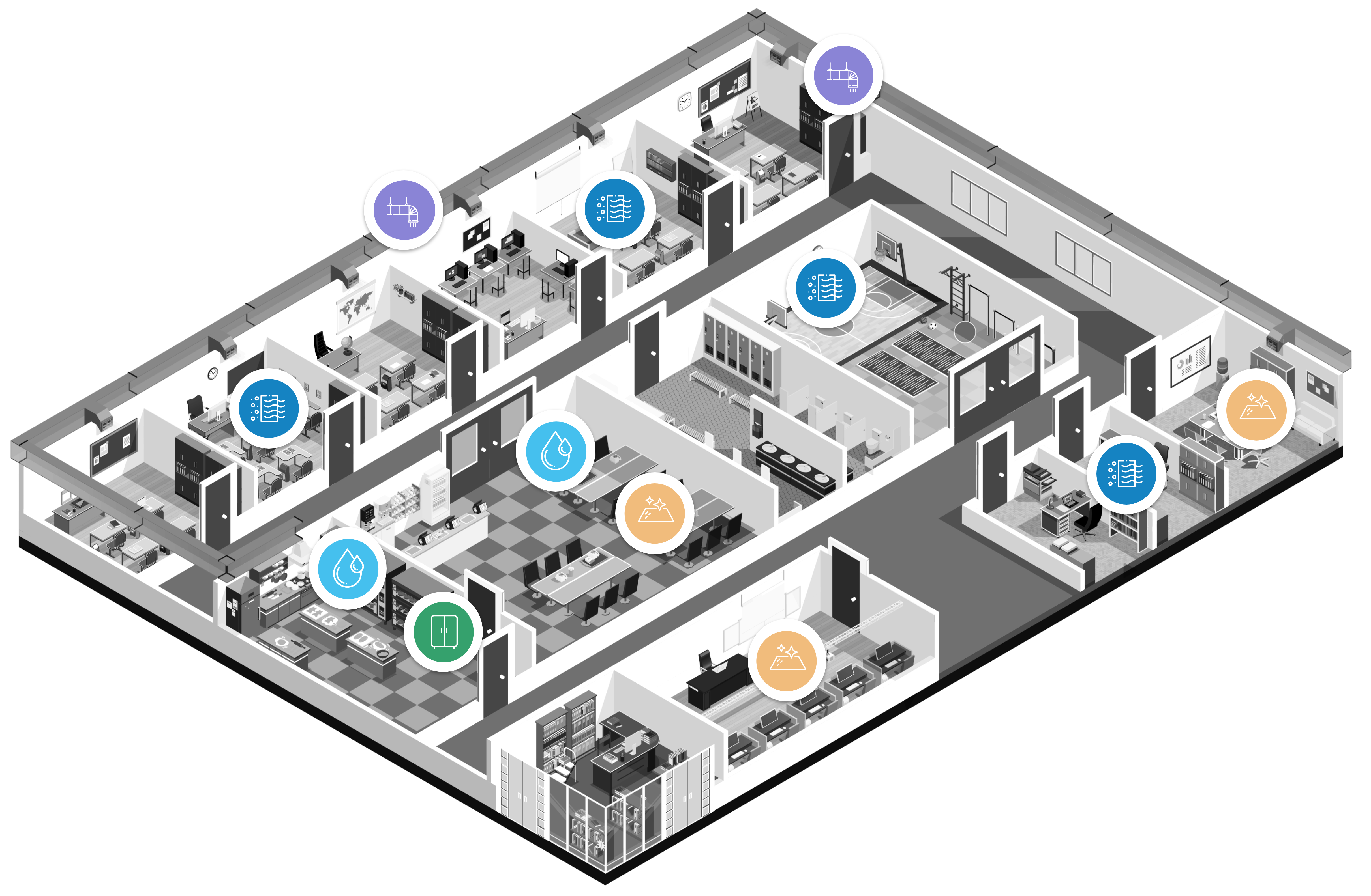 360° Solutions for the Industry SHARED SPACES (Office, School, Shops) | Light Progress